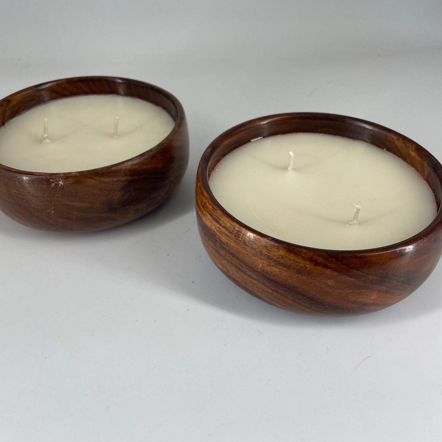 Wooden bowl soy wax candle