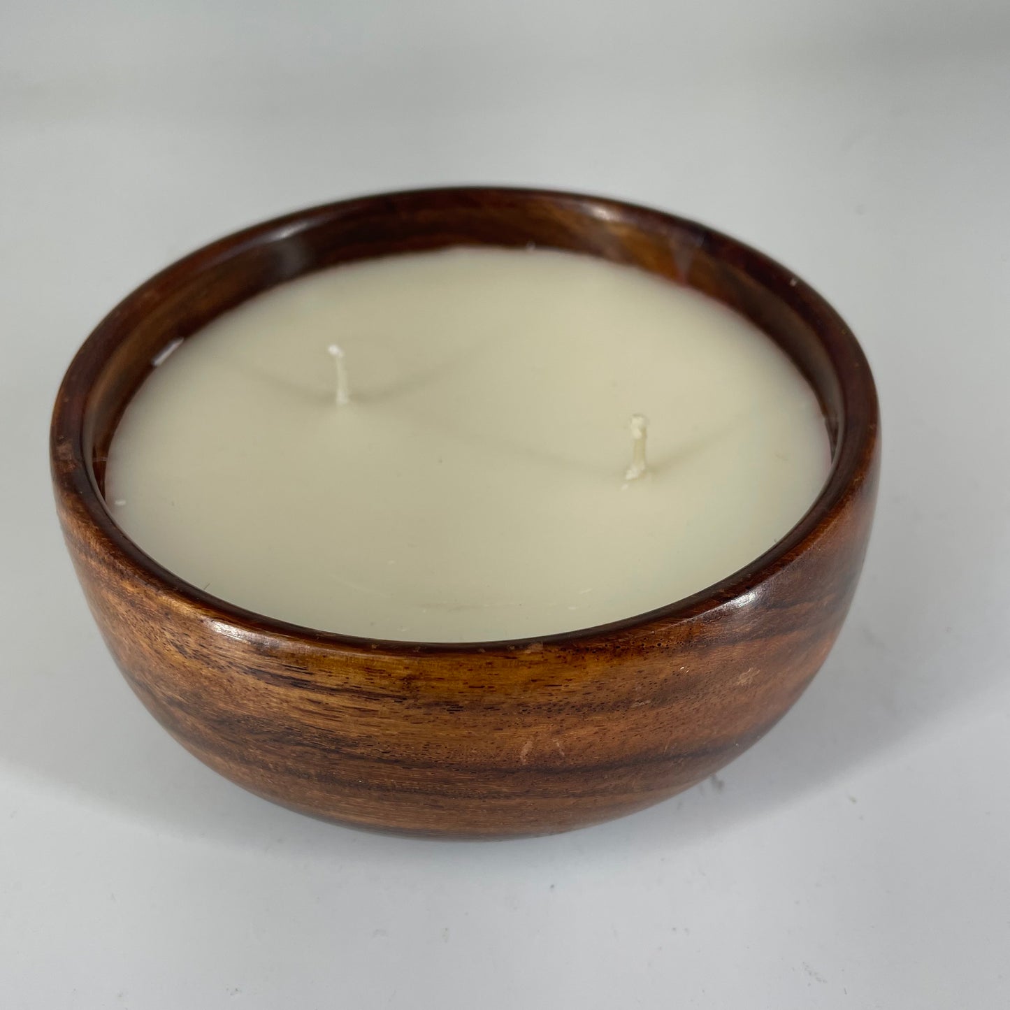 Wooden bowl soy wax candle