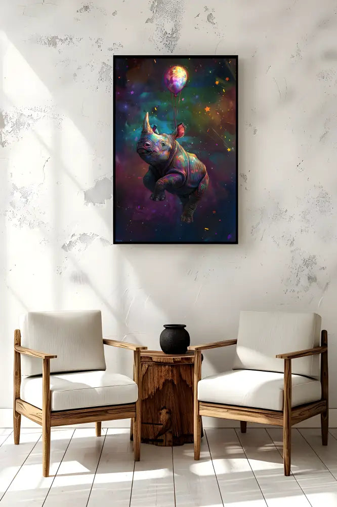 Flying Rhino | Poster For Home And Office Decor