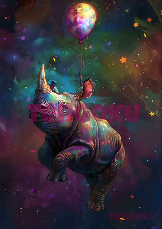 Flying Rhino | Poster For Home And Office Decor