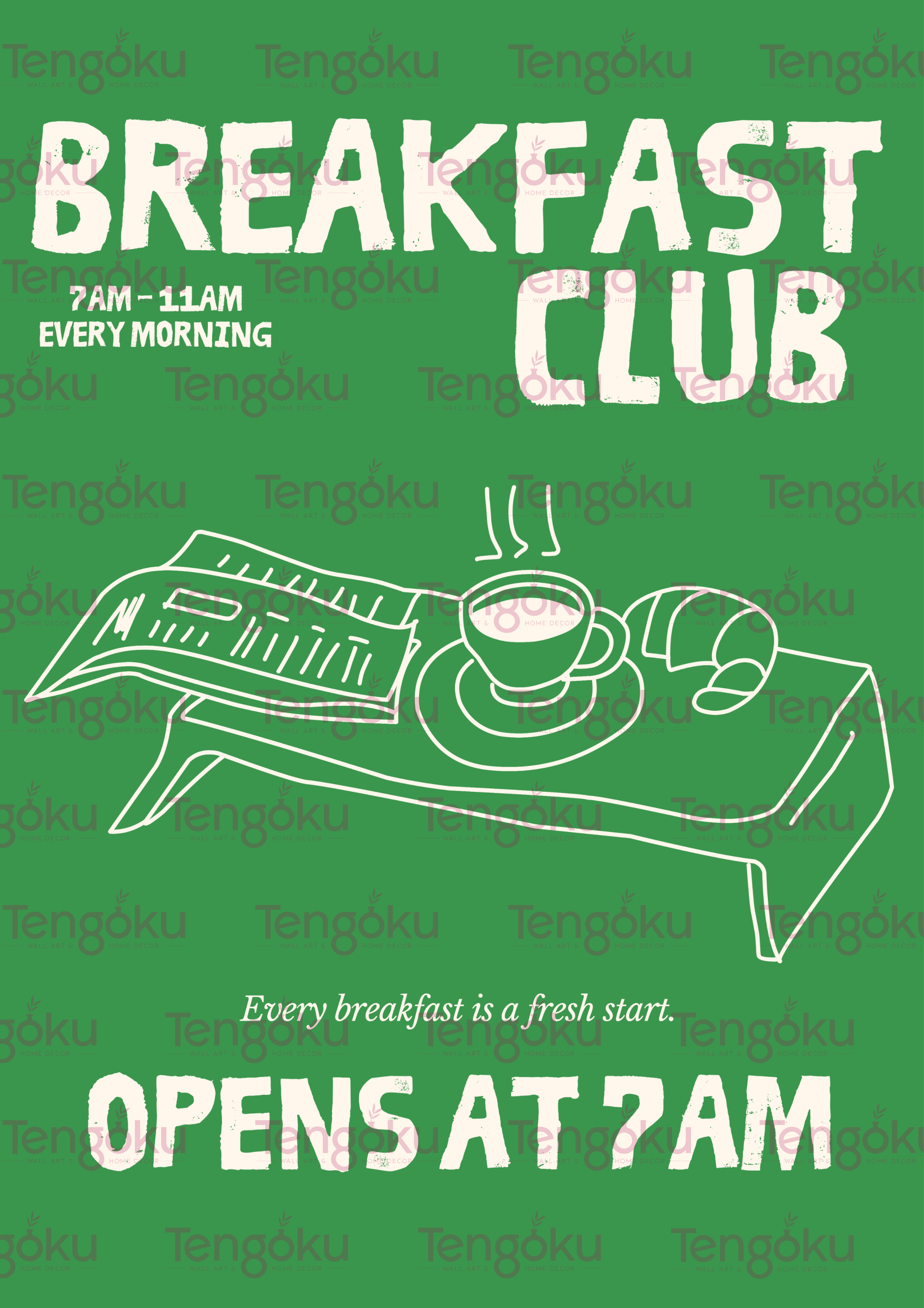 Breakfast Club (Green) | Kitchen Decor Posters | Tengoku