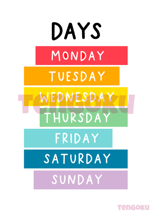 Days of the week | Poster For Home And Office Decor