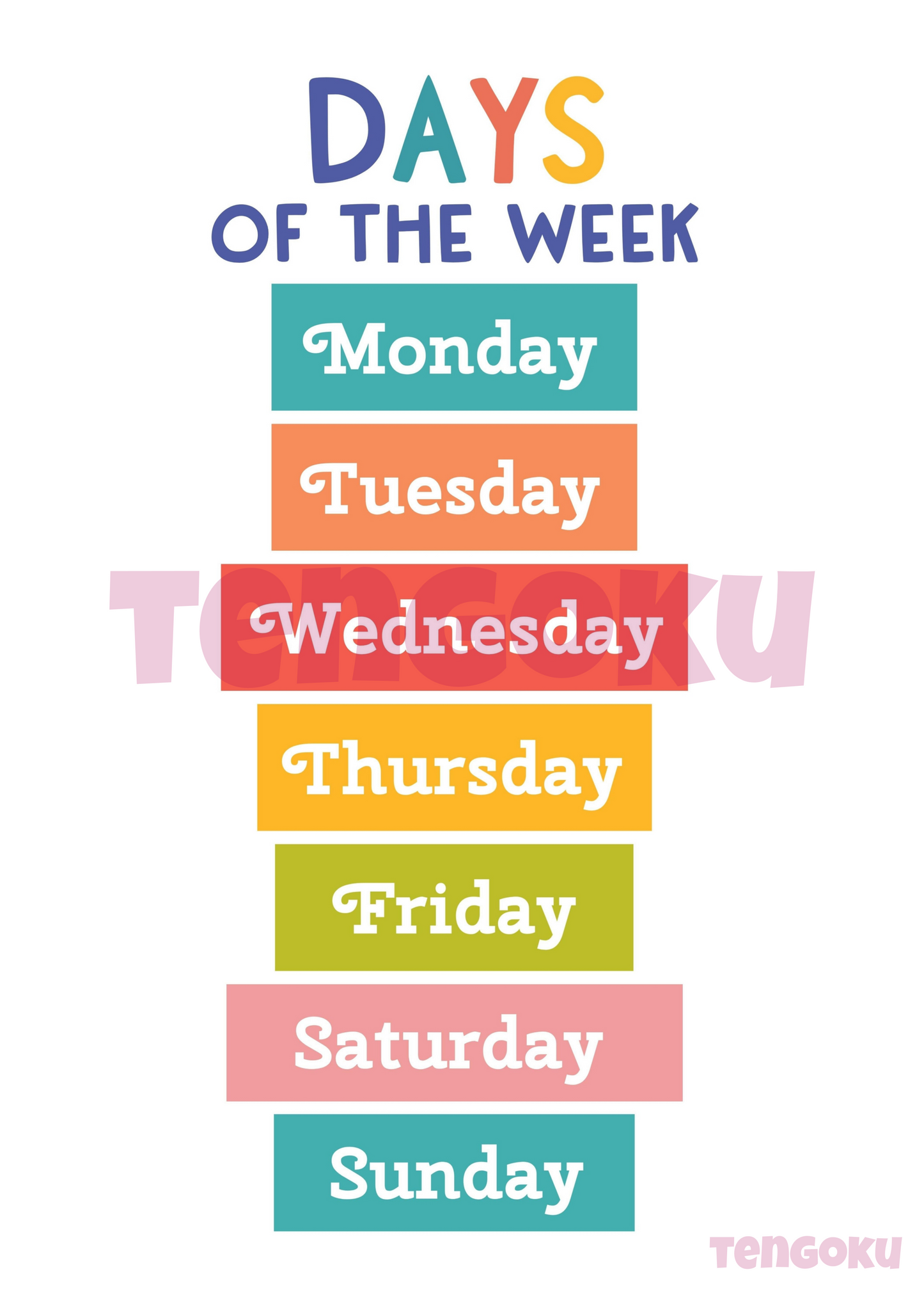 Days of the week blocks | Poster For Home And Office Decor