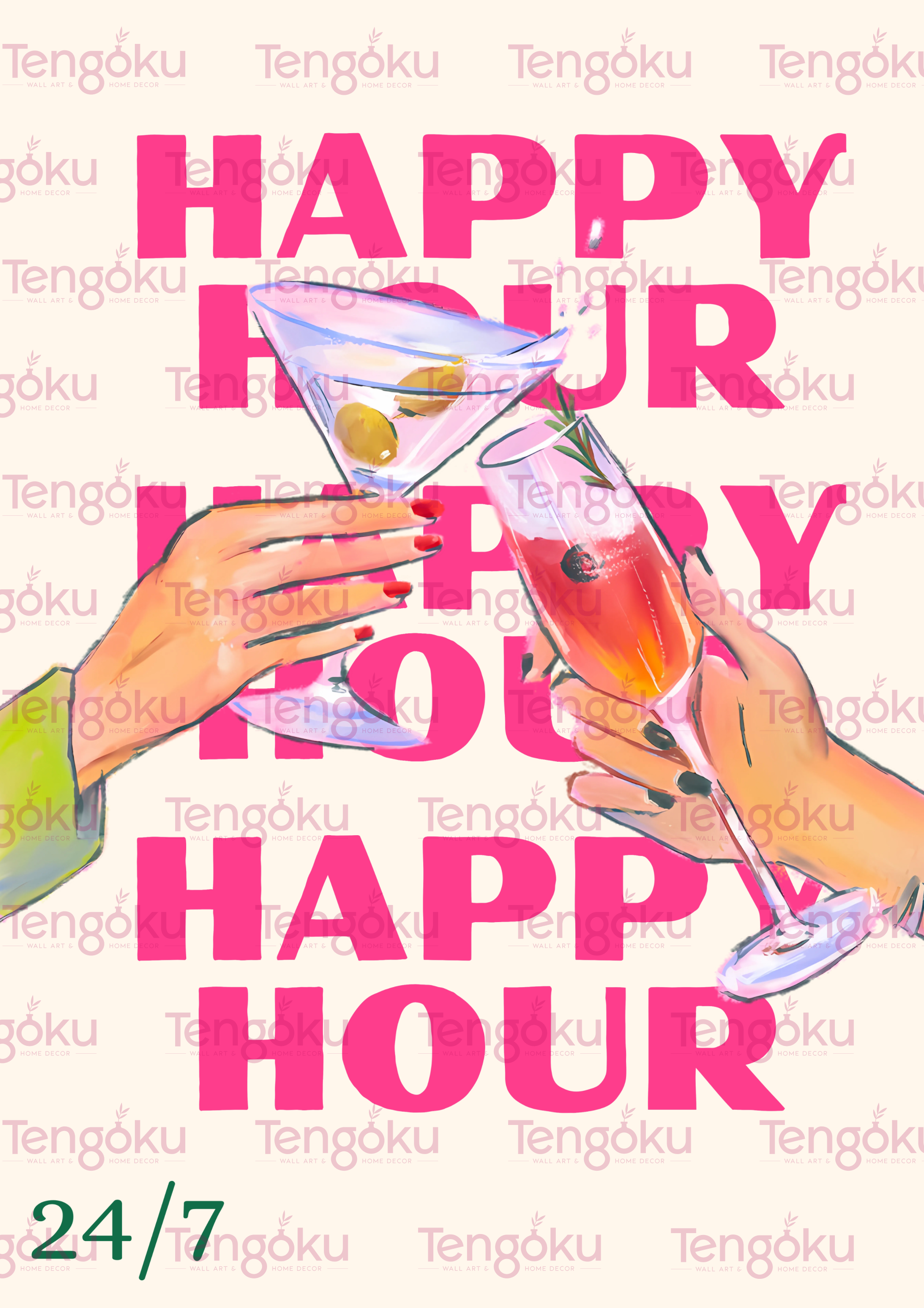 Happy Hour | Kitchen Decor Posters | Tengoku