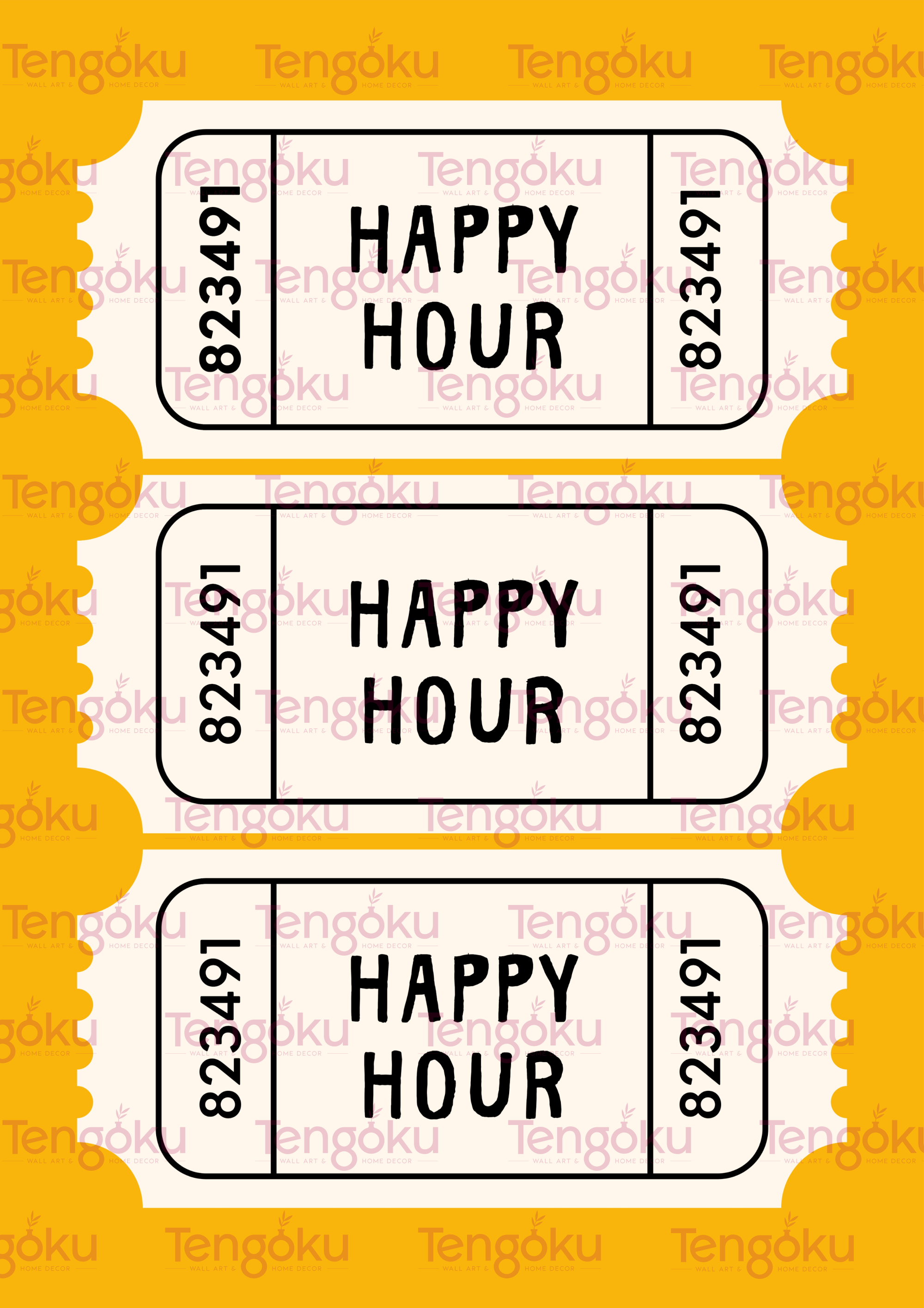 Happy Hour Ticket | Kitchen Decor Posters | Tengoku