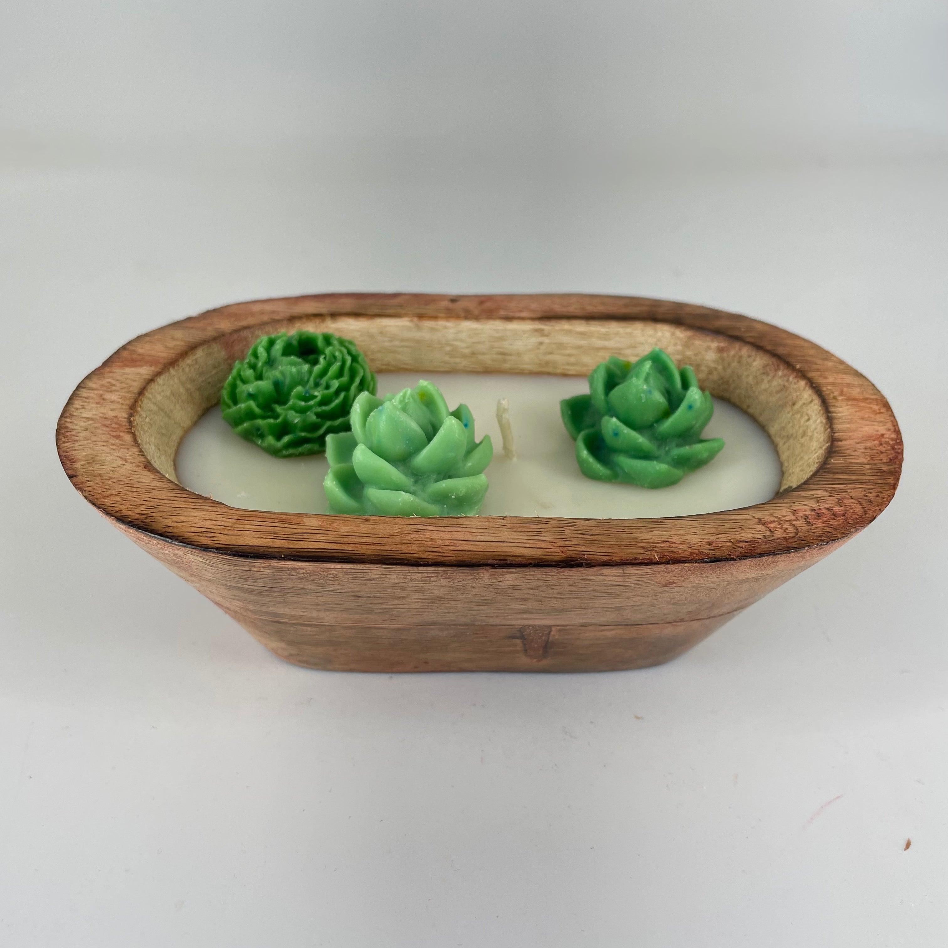 Wooden boat with charms soy wax candle