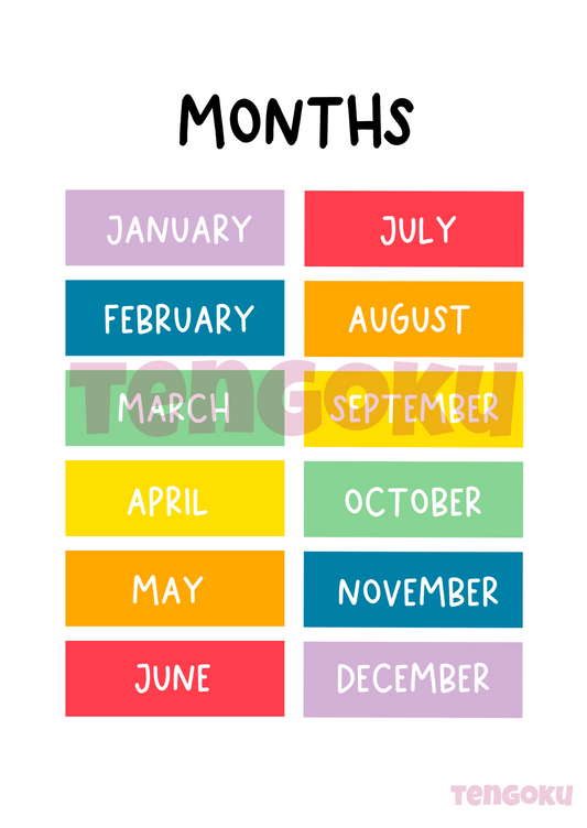 Months of the year | Poster For Home And Office Decor