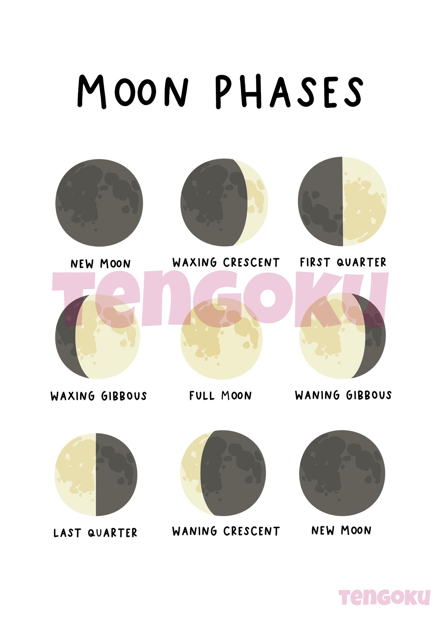 Phases of the Moon | Poster For Home And Office Decor