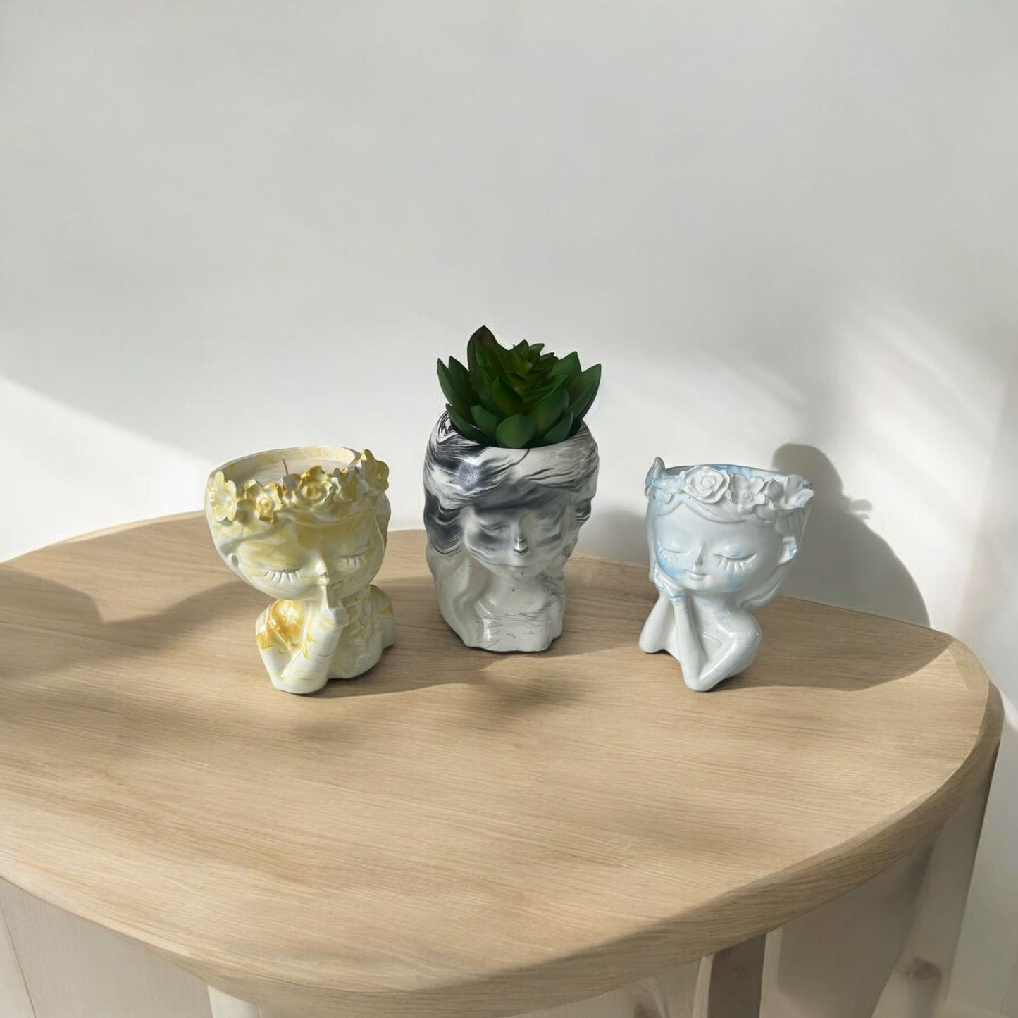 Set of 3 lady planters | Handmade gift items