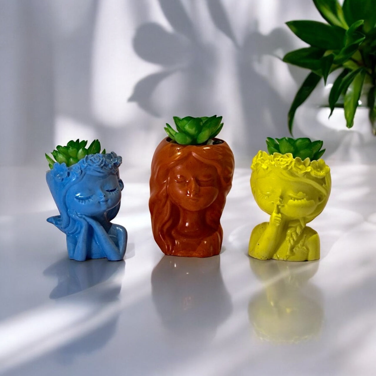 Set of 3 lady planters | Handmade gift items