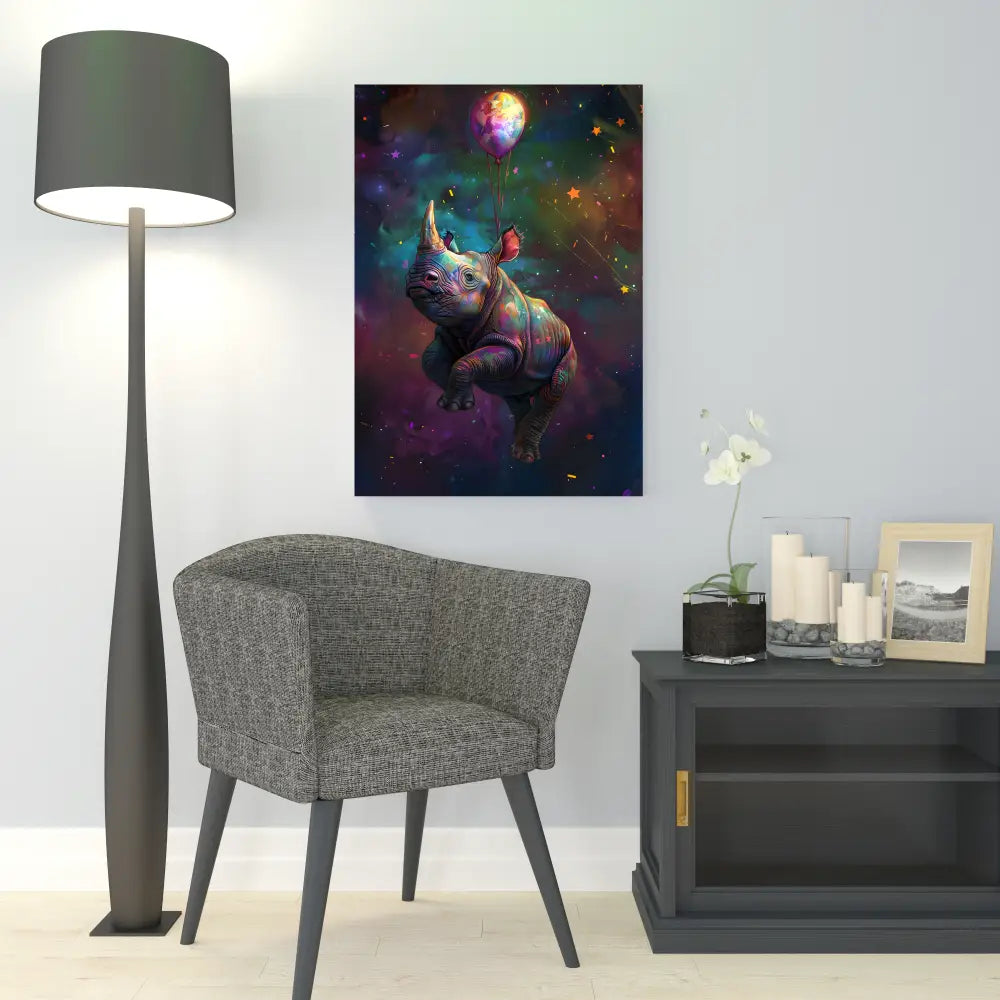 Flying Rhino | Poster For Home And Office Decor