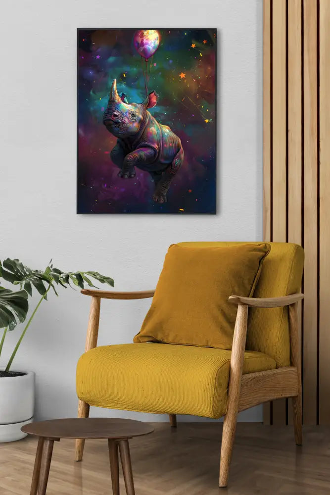 Flying Rhino | Poster For Home And Office Decor